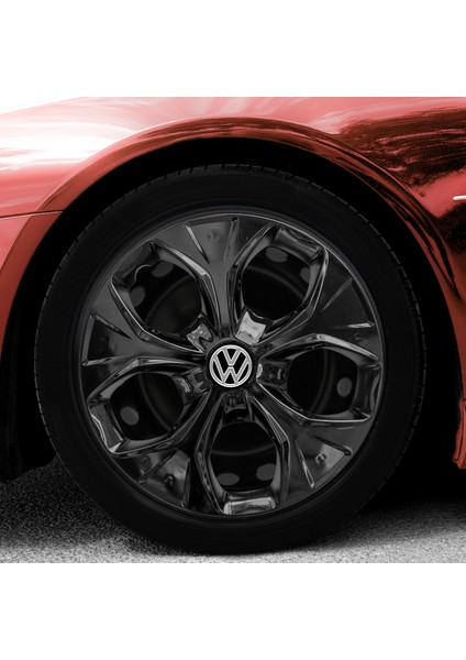Volkswagen Bora 13 Inç Uyumlu Jant Kapağı Amblemli Piano Black 4 Adet 1 Takım 210