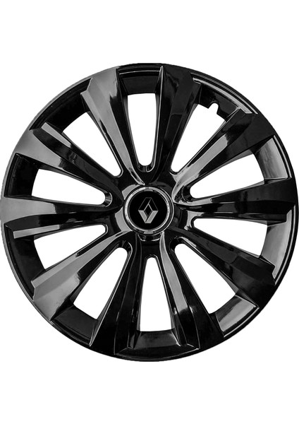 Renault 16 Inç Uyumlu Jant Kapağı Amblemli Piano Black 4'lü Takım 214
