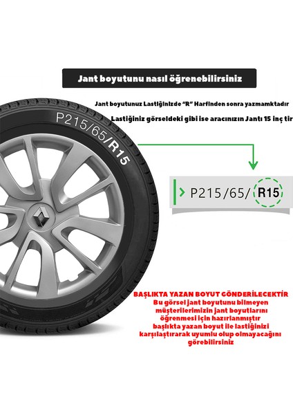 Renault Fluence 15 Inç Uyumlu Jant Kapağı Amblemli Gri 4'lü Takım 101