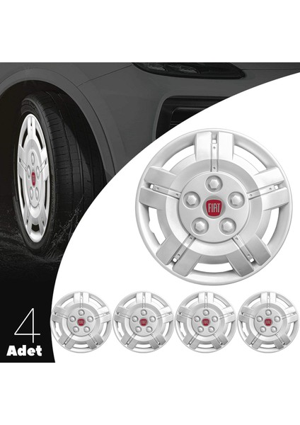 Fiat Ducato 16 Inç Jant Kapağı Amblemli Gri 4'lü Set 153