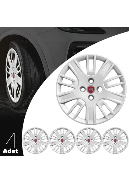 Fiat Linea 15 Inç Jant Kapağı Amblemli Gri 4 Adet 1 Takım 146