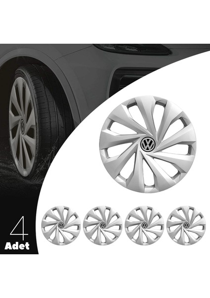 Volkswagen Caddy 14 Inç Uyumlu Jant Kapağı Amblemli Gri 4 Adet 1 Takım 129