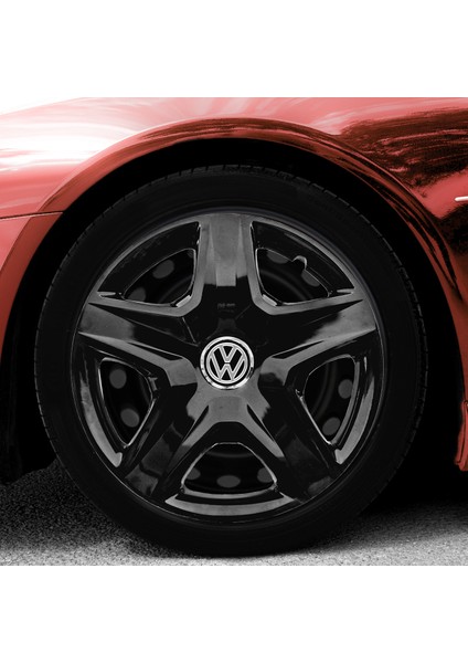 Volkswagen Bora 15 Inç Uyumlu Jant Kapağı Amblemli Piano Black 4'lü Takım 202
