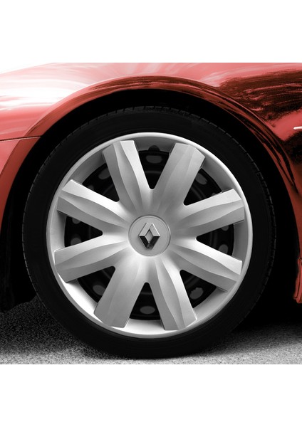 Renault Europa 13 Inç Uyumlu Jant Kapağı Amblemli Gri 4'lü Takım 115