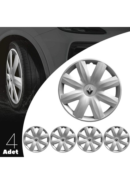 Renault Symbol 14 Inç Uyumlu Jant Kapağı Amblemli Gri 4'lü Takım 116 fiyatları