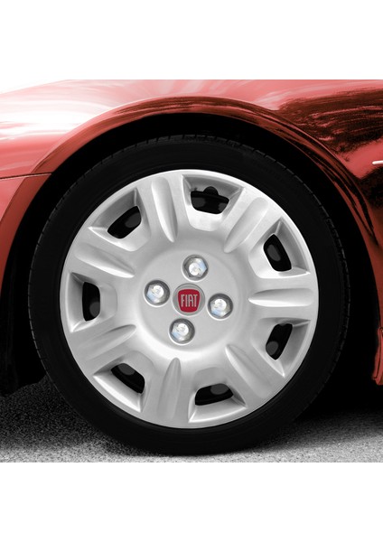 Fiat Albea 14 Inç Uyumlu Jant Kapağı Amblemli Gri 4'lü Takım 145