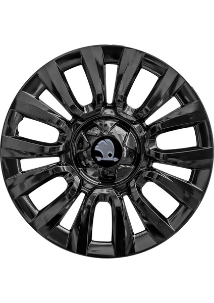 Skoda Forman 15 Inç Uyumlu Jant Kapağı Amblemli Piano Black 4'lü Takım 206