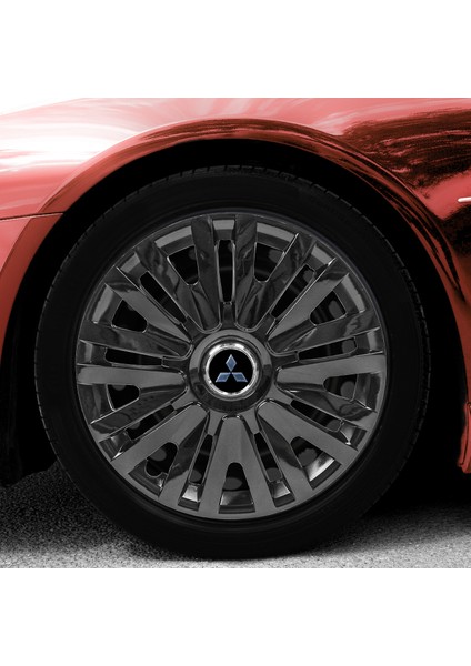 Mitsubishi 13 Inç Jant Kapağı Amblemli Piano Black 4 Adet 1 Takım 207