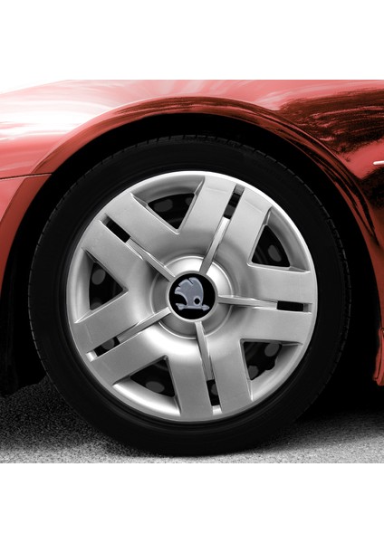 Skoda Oktavia 14 Inç Uyumlu Jant Kapağı Amblemli Gri 4 Adet 1 Takım 103
