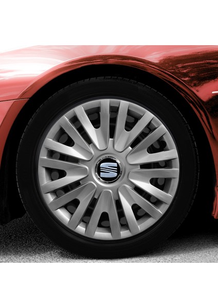 Seat Leon 14 Inç Jant Kapağı Amblemli Gri 4'lü Set 123