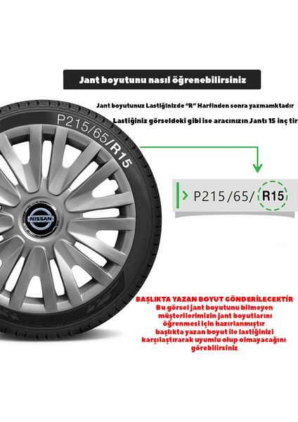 Nissan Primera 14 Inç Jant Kapağı Amblemli Gri 4'lü Set 123