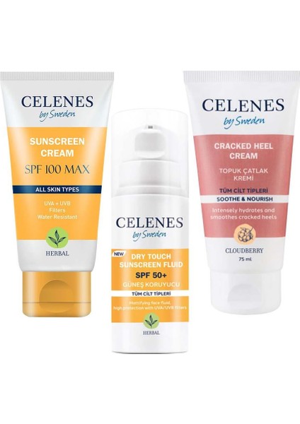 Celenes By SWEDEN100 Spf ve 50 Spf Güneş Kremi, Topuk Çatlak Kremi