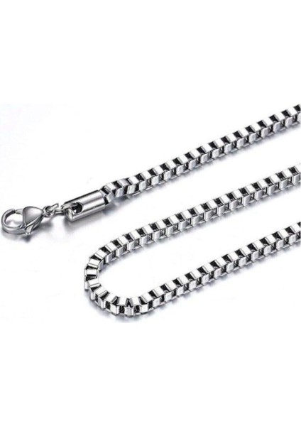 Kare Model Paslanmaz Çelik Erkek Kolye Zincir 3mm 60CM