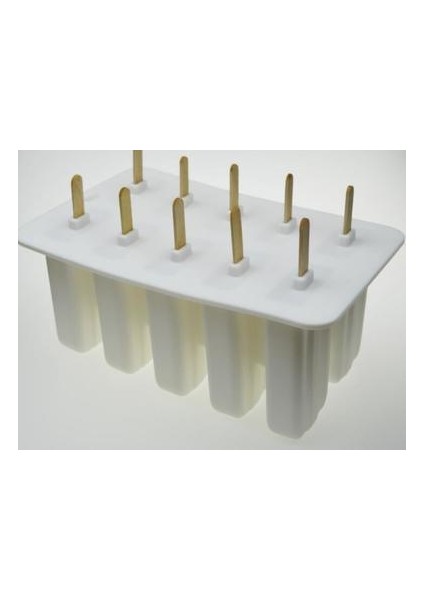 Tatlı Dondurucu Kavite Silikon Popsicle Dondurma Kalıp Kapak ile Dıy Ev Yapımı Lolly Meyve Suyu Ice Cube Tepsi Makinesi 23 * 14.5 * 10 Cm, Beyaz (Yurt Dışından)