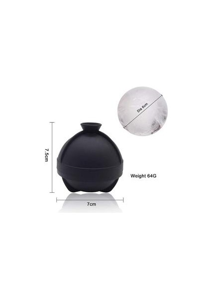 Buz Topu Kalıpları Silikon Küre Dahili Huni ile Buz Kalıpları, Viski ve Için Buz Küpü Tepsilerikokteyller 7.2 * 7.2 Cm, Siyah (Yurt Dışından) fiyatları