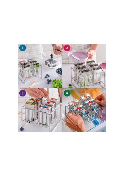 6 Adet Paslanmaz Çelik Popsicle Kalıpları Paslanmaz Popsicle Maker Tepsi Temizleme Fırçası ile Popcical Kalıp Set | Dondurma Sandviç Makineleri (Yurt Dışından)