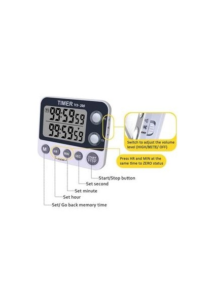 Dijital Mutfak Zamanlayıcı, Pişirme Zamanlayıcı, Kronometre, Büyük LCD Ekran Yanıp Sönen Toplantı Sınıfı Için Yukarı / Aşağı Zamanlayıcı | Mutfak Zamanlayıcıları (Yurt Dışından) fırsatları