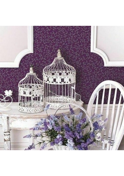 343-1004 Mor Sarmaşık Çiçekli Yapışkanlı Folyo (45CM x 1,5mt)