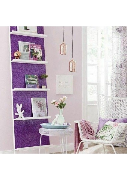 343-1004 Mor Sarmaşık Çiçekli Yapışkanlı Folyo (45CM x 1,5mt)