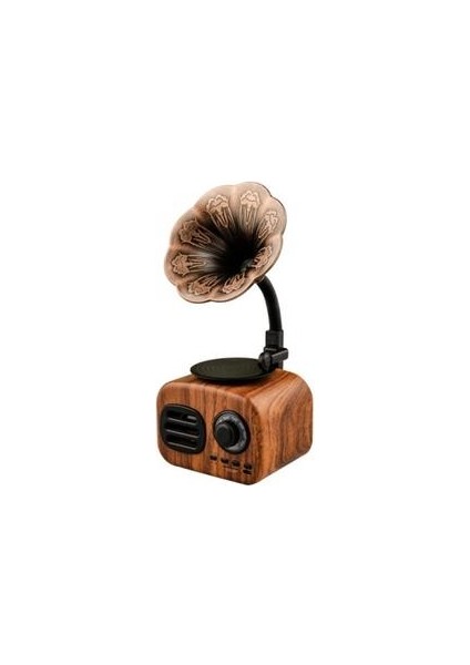 Kablosuz Bluetooth Hoparlör Retro Vintage Gramofon Şekli Taşınabilir USB Arayüz Kartı Bluetooth Hoparlör Seyahat Ev Ofisi (Ahşap Tahıl)( Yurt Dışından )