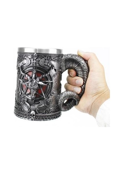 600 ml Baphomet Pentagram Boynuz Kadeh Şarap Cam Gotik Tankard Paslanmaz Çelik Bira Kupası Cadılar Bayramı Hediye | Bira Steins (Bakır)( Yurt Dışından )