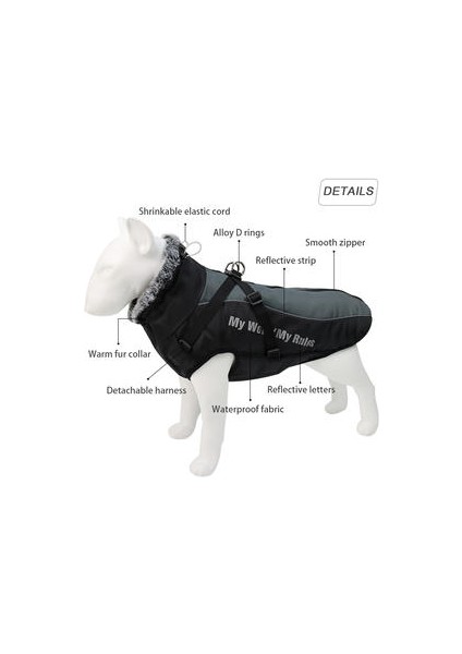 Ceket Kürk Yaka Kış Köpekler Giysileri Pet Su Geçirmez Büyük Köpek Ceket ile Çıkarılabilir Koşum Bulldog Pug Kıyafet | Köpek Montları ve ceketler( Yurt Dışından )(Yurt Dışından)