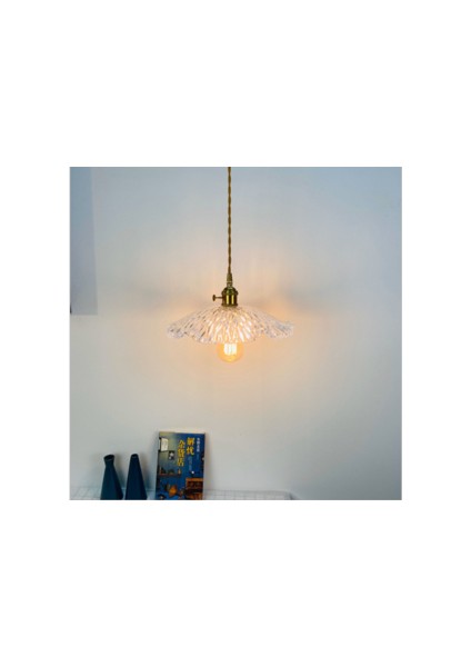 Retro Pirinç Cam Avize Yatak Odası Başucu Ayna Ön Giriş Balkon Bay Pencere Lotus Yaprak Lambası( Yurt Dışından )