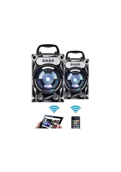 Taşınabilir Karaoke Hoparlör Kablosuz Bluetooth Hoparlör Sistemi Bas Subwoofer Mikrofon Desteği Eller Serbest / USB / Tf Kart / Aux / Fm | Taşınabilir Hoparlörler (Siyah)( Yurt Dışından )