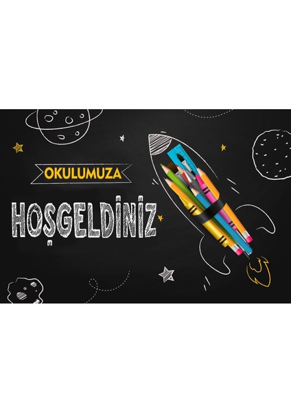 Okulumuza Hoşgeldiniz Yazılı Okullarda Kullanıma Uygun Branda Arka Fon