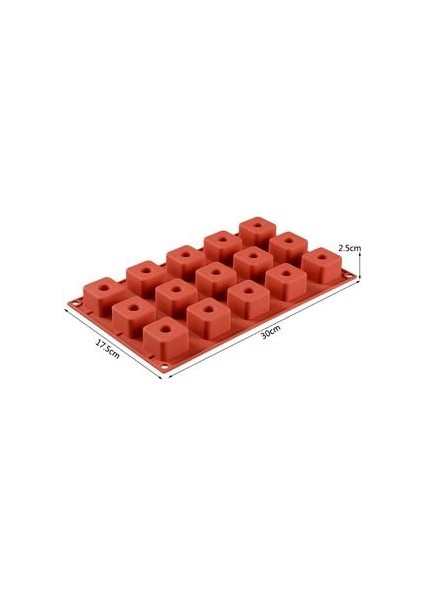15 Kaviteler Içbükey Kek Kalıp 3D Kare Silikon Kalıp Çikolata Fondan Puding Kalıp (Yurt Dışından)