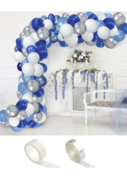 Mavi Beyaz Latex Balon Zincir Set 100 Adet fiyatları