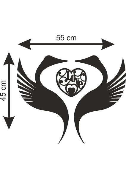 Kuğuların Aşkı Ahşap Dekor 43X35 cm