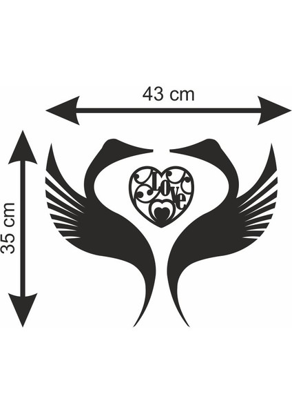 Kuğuların Aşkı Ahşap Dekor 43X35 cm