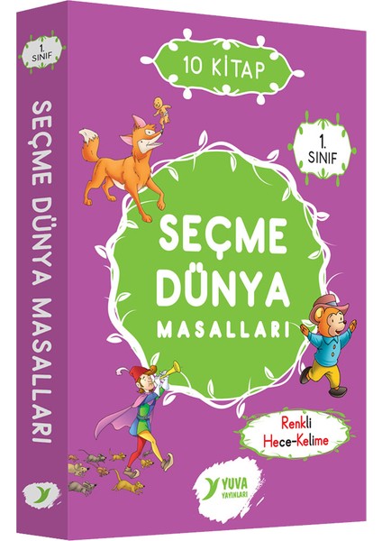 Seçme Dünya Masalları (Renkli Heceli) 1.sınıf 10 Kitap (Ciltli)