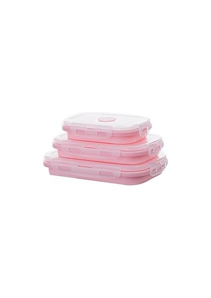 Bento Kutusu Öğle Yemeği Kutusu Silikon Katlanır 350/500/800 ml 3 Parça Set (Yurt Dışından)