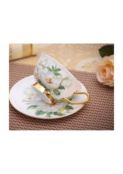 Asil Altın Kemik Porselen Kahve Fincanı Surcer Spoontea Set Seramik Yüksek Derece Çay Bardağı (Yurt Dışından)