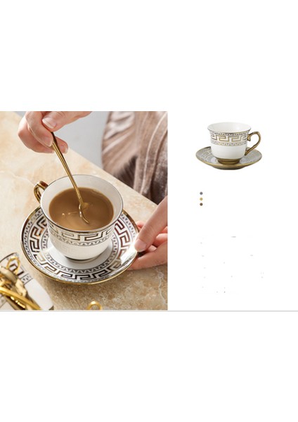 Kahve Fincanı ile Çiçek Altın Jant Çay Kupa Lüks Porselen Kupası (Yurt Dışından)