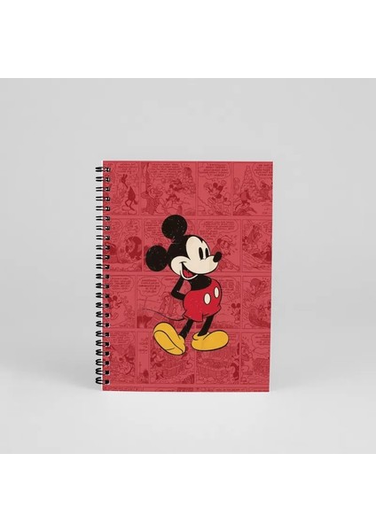 N0115 A5 Tasarım Spiralli Defter - Mickey Kırmızı