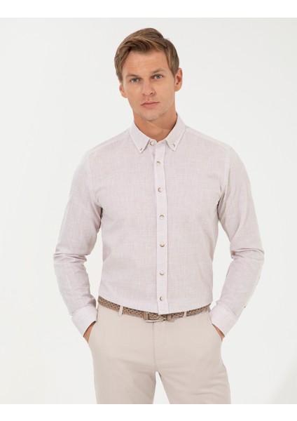 Erkek Bej Slim Fit Uzun Kollu Gömlek 50247542-VR011 modelleri