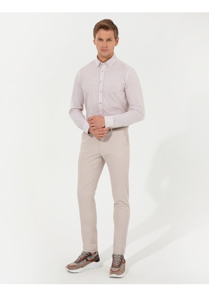 Erkek Bej Slim Fit Uzun Kollu Gömlek 50247542-VR011 fırsatları