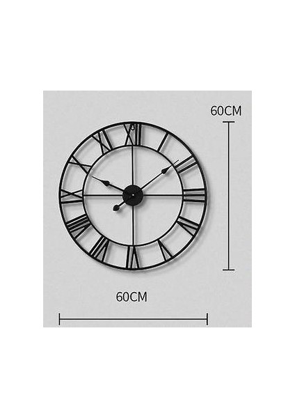 Büyük Duvar Saati Yuvarlak Metal Roma Sayısal Stil Duvar Saati 60 * 60 Cm (Yurt Dışından)