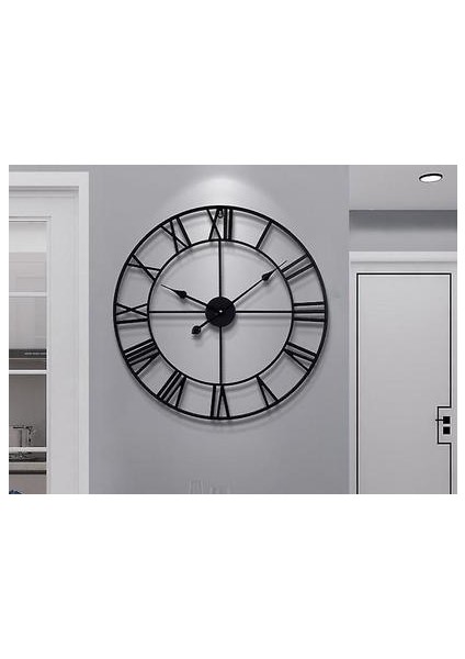 Büyük Duvar Saati Yuvarlak Metal Roma Sayısal Stil Duvar Saati 60 * 60 Cm (Yurt Dışından)