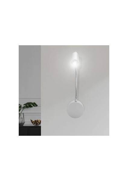 LED Ayarlanabilir Duvara Monte Okuma Gece Lambası - Gümüş (Yurt Dışından)