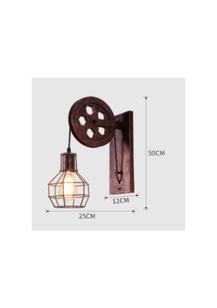 Loft Retro Endüstriyel Stil Kaldırma Duvar Lambası Restoran Yatak Odası Başucu Merdiven Koridor Kasnak Mağaza Duvar Lambası Rusty (Yurt Dışından)