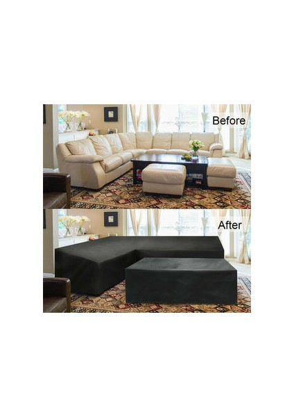 270 * 270X90 Cm L Şekli Su Geçirmez Rattan Köşe Mobilya Kapak Bahçe Veranda Açık Kanepe Koruyucusu (Yurt Dışından)