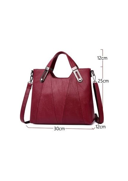 Kırmızı Kadın Tek Omuz Messenger Lüks Deri Kadın Kadın Messenger Omuz 25 cm * 30 cm * 12 Cm Çanta (Yurt Dışından)