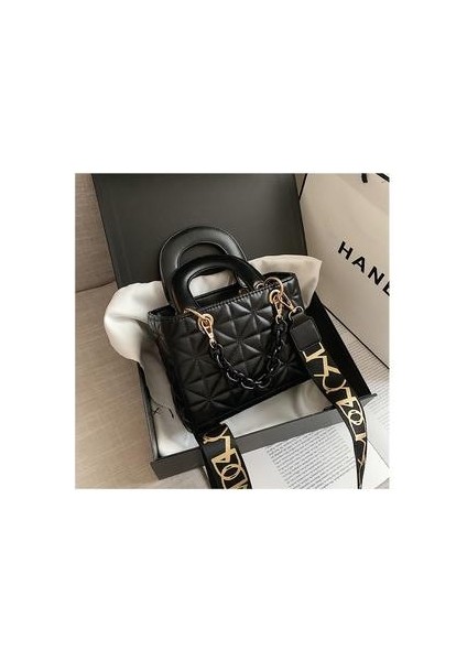 Küçük Siyah Lady Omuz Moda Messenger Kadın Çevirme Kapak Lady Messenger Kadın Omuz 20 cm * 16 cm * 9 Cm Çanta (Yurt Dışından)