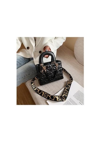 Küçük Siyah Lady Omuz Moda Messenger Kadın Çevirme Kapak Lady Messenger Kadın Omuz 20 cm * 16 cm * 9 Cm Çanta (Yurt Dışından)