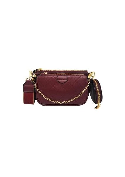 Vahşi Messenger Kadın Moda Mektubu Flap Ekose Zincirler Fermuar Kadın Casual Crossbody Kadın Tote En Kolu Lar Kırmızı Çanta (Yurt Dışından)