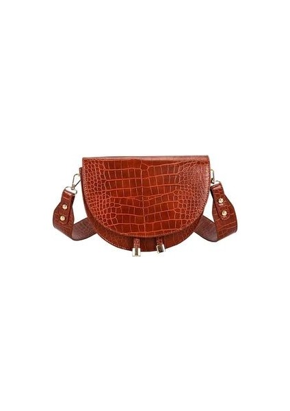 Moda Kadın Crossbody Timsah Yarım Dairle Eyer Yumuşak Deri Kadın Tasarımcısı Için Kahverengi Çanta (Yurt Dışından)